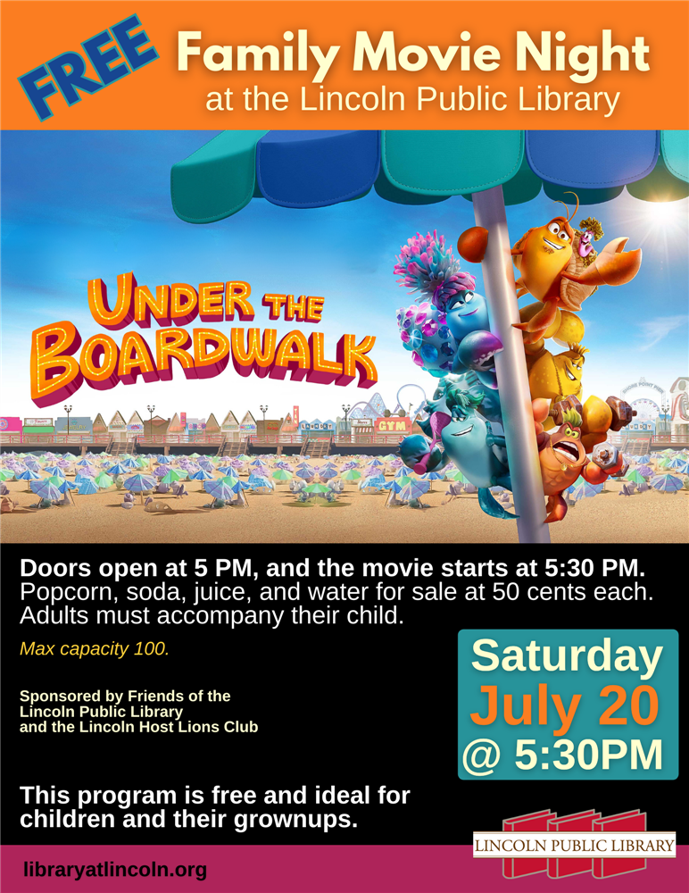 Flyer of the film Under the Boardwalk with text of event details.